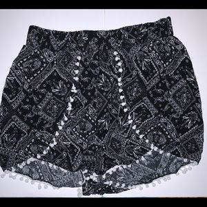 Black/White Paisley Shorts